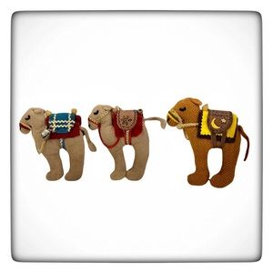 Vintage Plush Camel Christmas Holiday Ornaments Saudi Arabia Bundle of 3